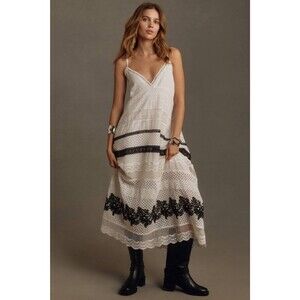 By Anthropologie Sleeveless V-Neck Lace Midi Dress Size Small